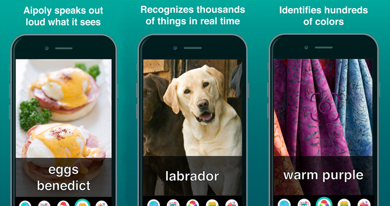 screenshots of phone app describing images to user
