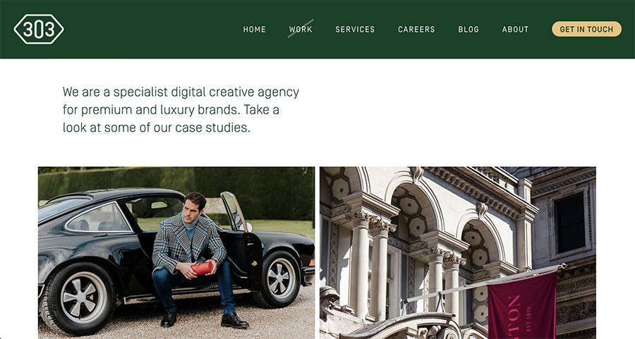 303 London, creative digital marketing agency website