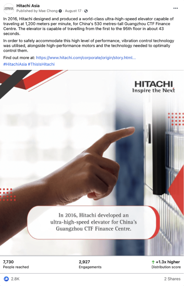 Facebook Hitachi post