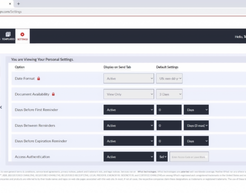 RSign Sending Settings
