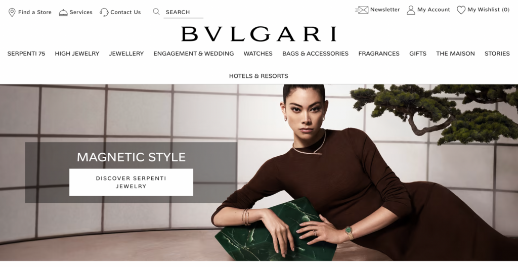Bulgari's web design