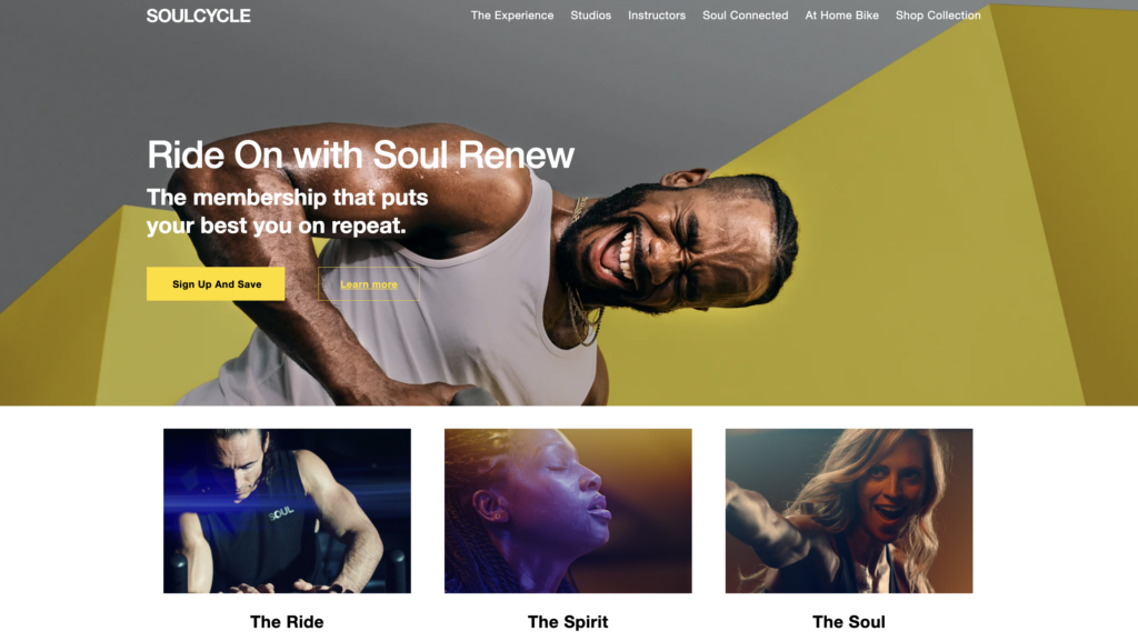 Inspiring Fitness & Gym Website Design Examples, Soulcycle
