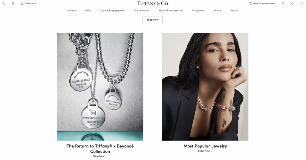 Tiffany & Co's web design