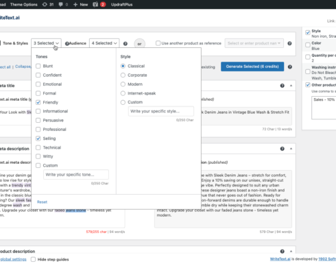 1. Tone and style selection